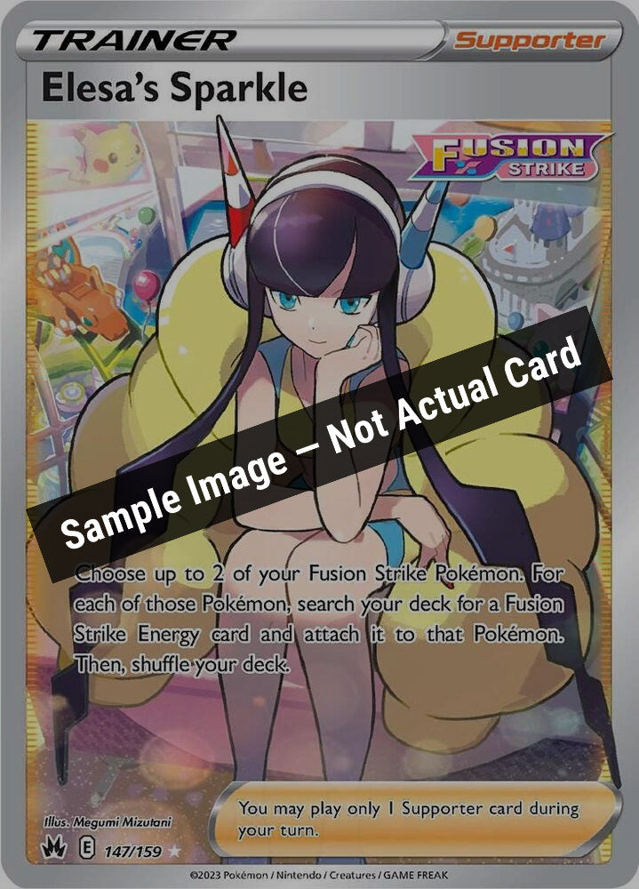 Pokemon,SWSH: Crown Zenith,Elesa's Sparkle (Full Art) - 147/159,Holofoil,Lightly Played — Sample Image, Not Actual Card