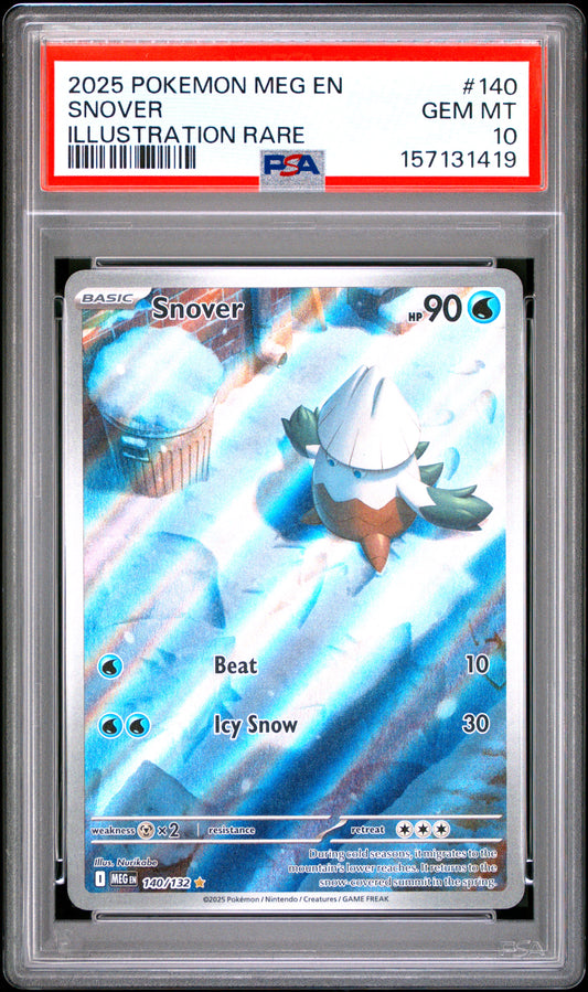 2025 POKEMON MEG EN-MEGA EVOLUTION SNOVER #140 ILLUSTRATION RARE PSA 10