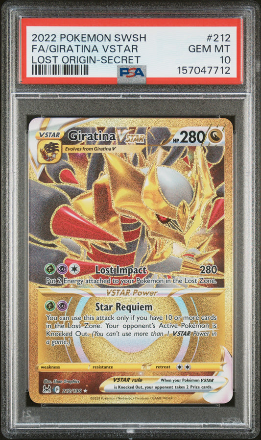 2022 POKEMON SWORD & SHIELD LOST ORIGIN FA/GIRATINA VSTAR #212 LOST ORIGIN-SECRET PSA 10