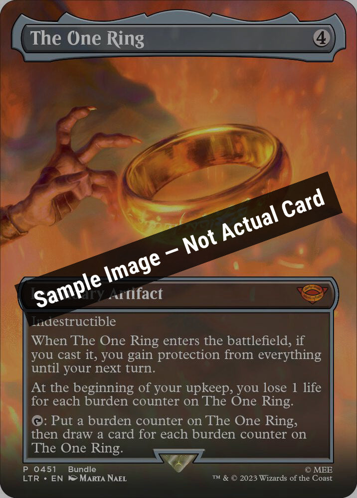 Magic,Unique and Miscellaneous Promos,The One Ring (Borderless) (LTR Bundle) - 451,Foil,Lightly Played — Sample Image, Not Actual Card