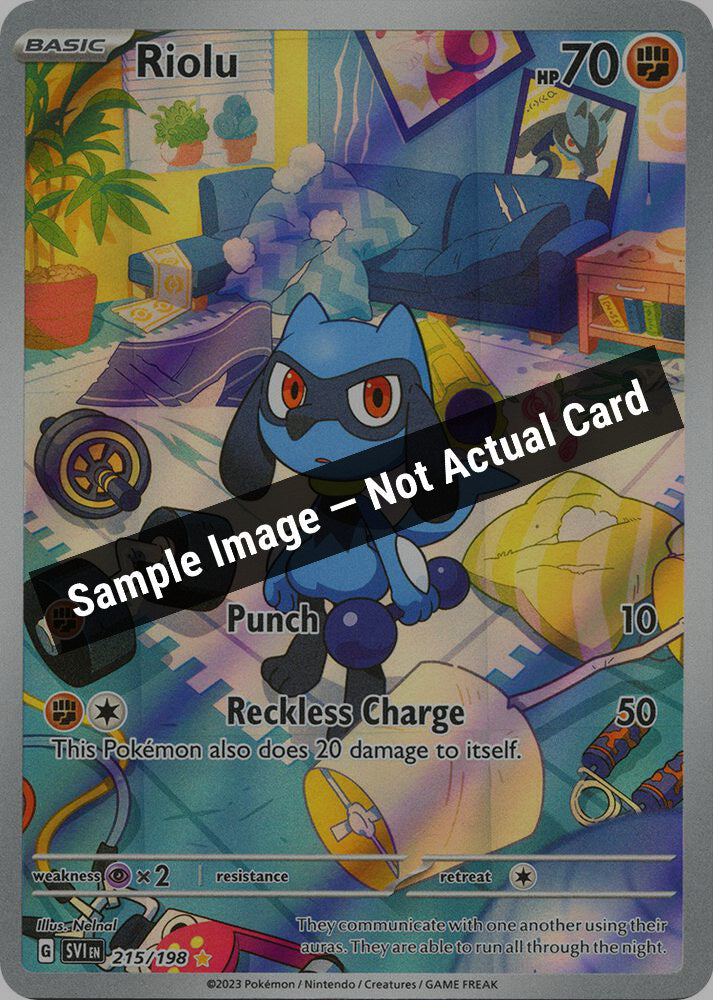 Pokemon,SV01: Scarlet & Violet Base Set,Riolu - 215/198,Holofoil,Lightly Played — Sample Image, Not Actual Card