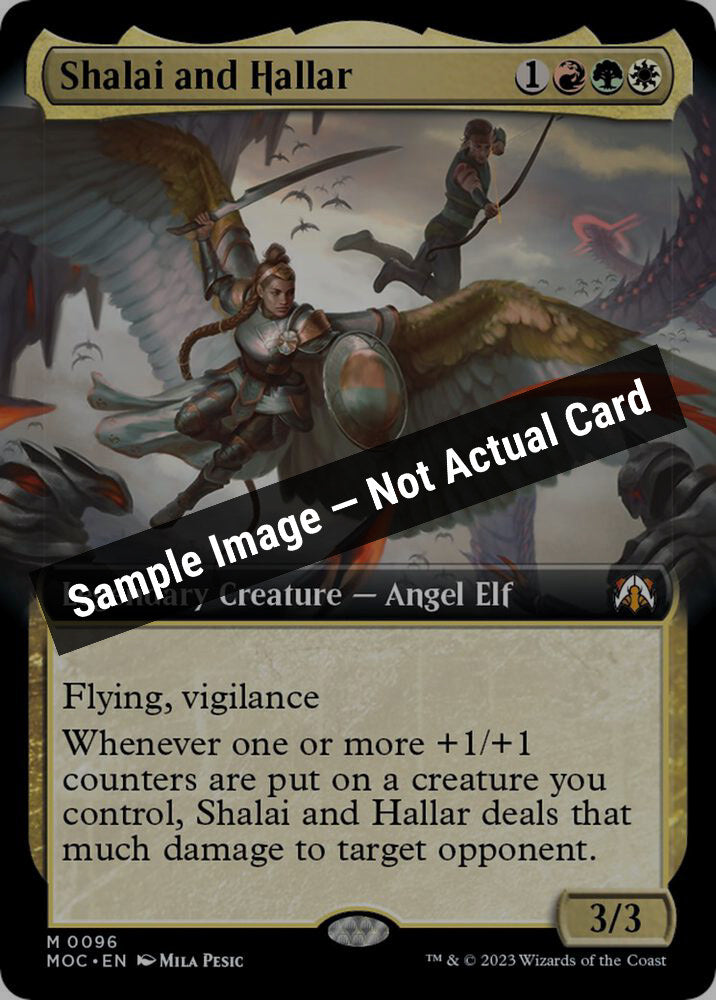 Magic,Commander: March of the Machine,Shalai and Hallar (Extended Art) - 96,Normal,Near Mint — Sample Image, Not Actual Card