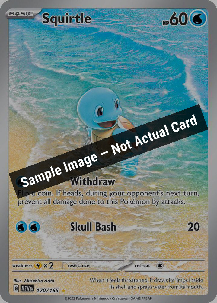 Pokemon,SV: Scarlet & Violet 151,Squirtle - 170/165,Holofoil,Lightly Played — Sample Image, Not Actual Card