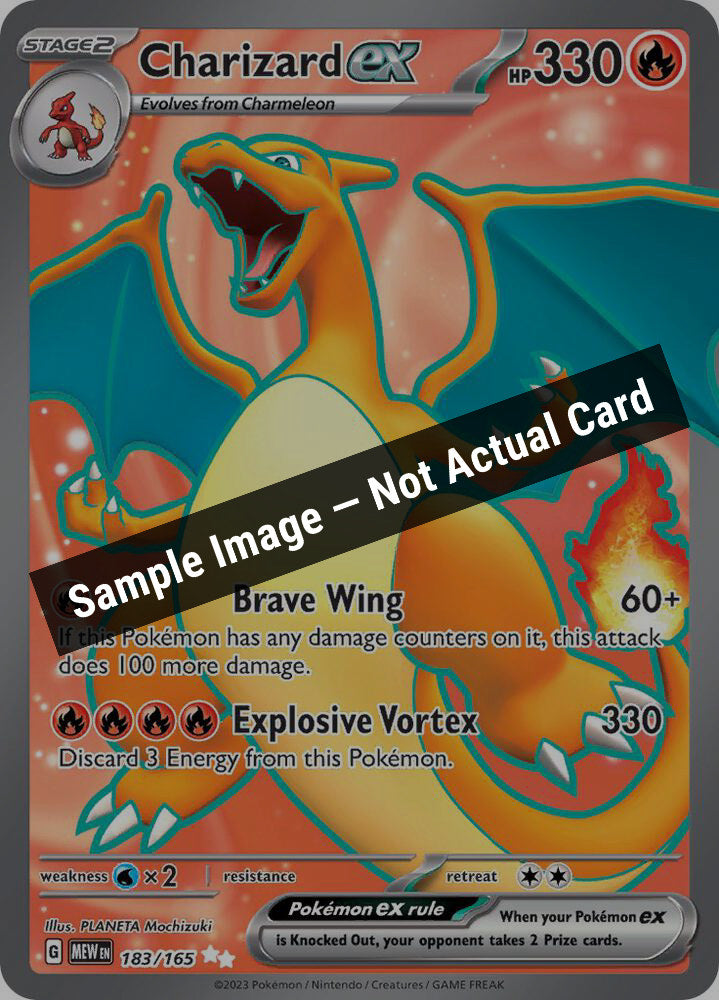 Pokemon,SV: Scarlet & Violet 151,Charizard ex - 183/165,Holofoil,Lightly Played — Sample Image, Not Actual Card