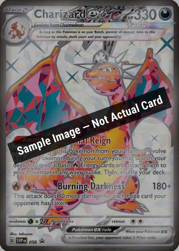 Pokemon,SV: Scarlet & Violet Promo Cards,Charizard ex - 056,Holofoil,Lightly Played — Sample Image, Not Actual Card