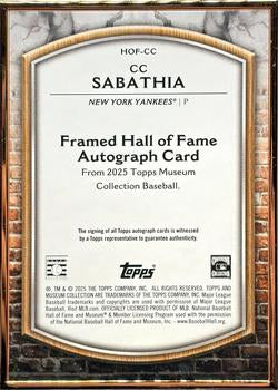 2025 Topps Museum Collection #HOF-CC CC Sabathia Hall of Fame Auto Bronze Frame