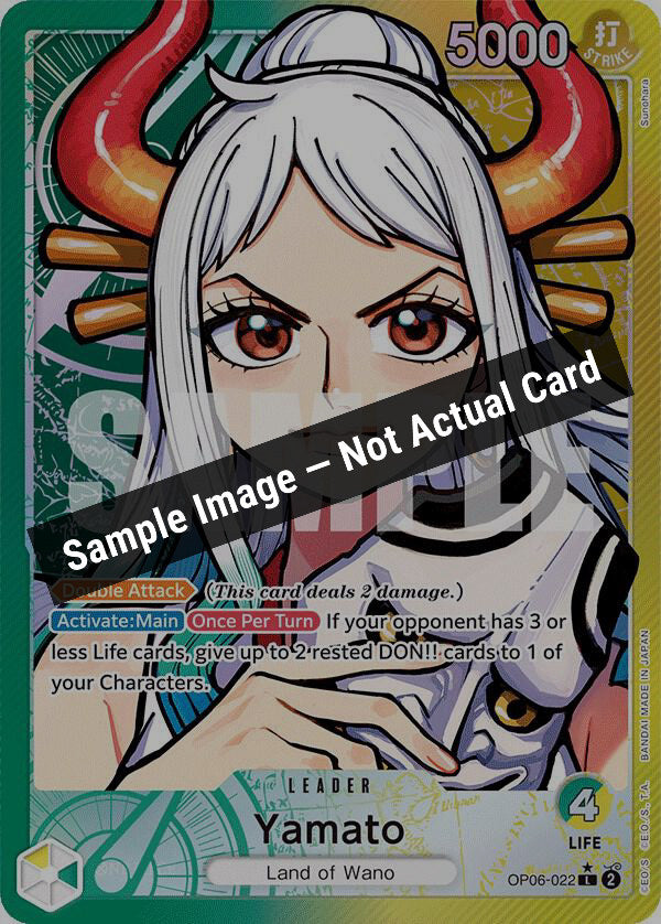 One Piece Card Game,Wings of the Captain,Yamato (Alternate Art) - OP06-022,Foil,Near Mint — Sample Image, Not Actual Card
