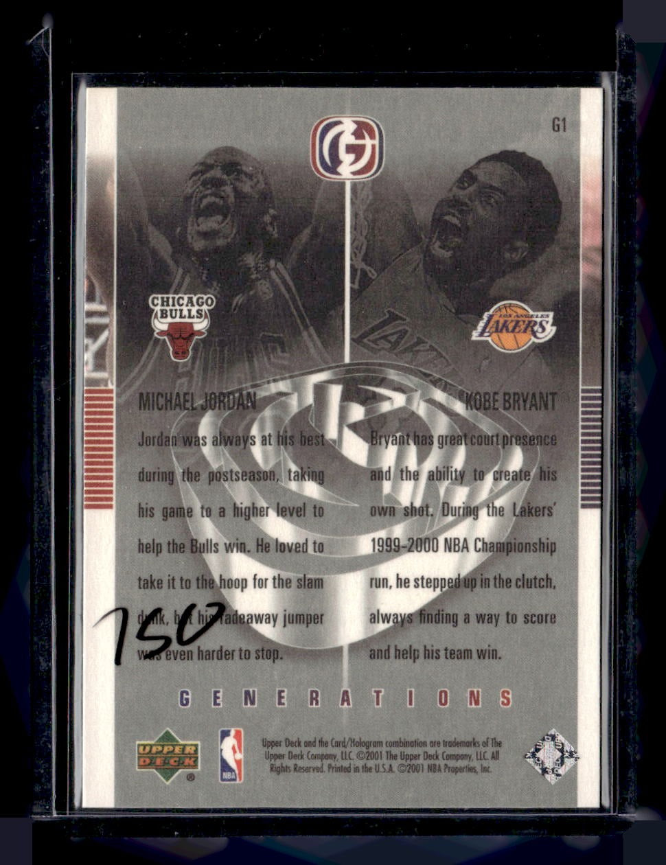 2000-01 Upper Deck Legends #G1 Michael Jordan / Kobe Bryant Generations — back