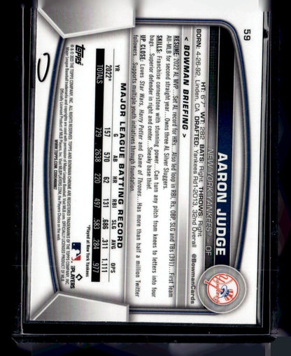 2023 Bowman #59 Aaron Judge Mojo Refractors — back