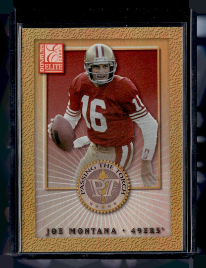2000 Donruss Elite #PT-5 Joe Montana Passing the Torch #/1500 — front