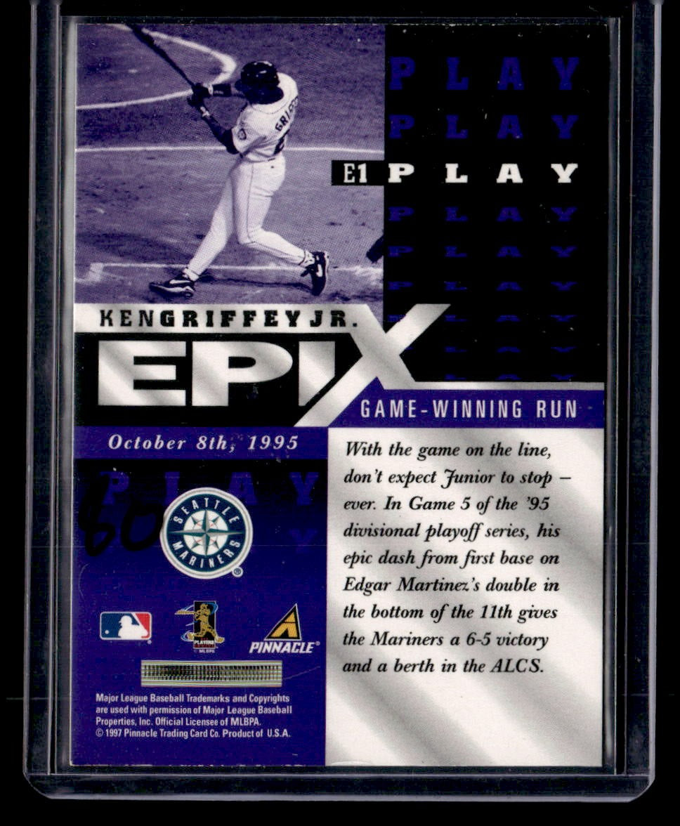 1998 Score #E1 Ken Griffey Jr. Epix Purple — back