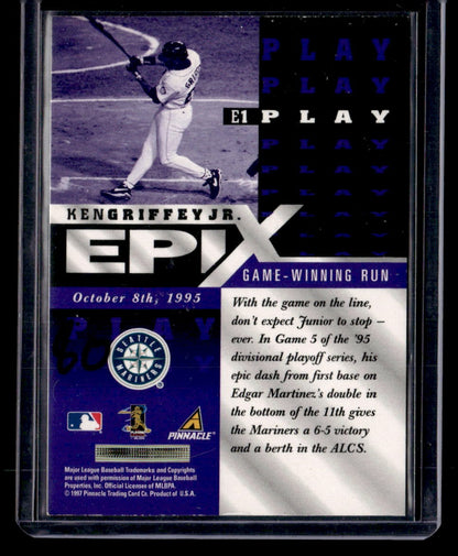 1998 Score #E1 Ken Griffey Jr. Epix Purple — back