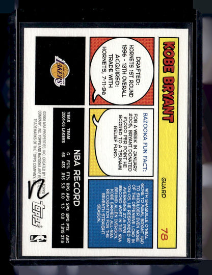 2005-06 Bazooka #78 Kobe Bryant — back