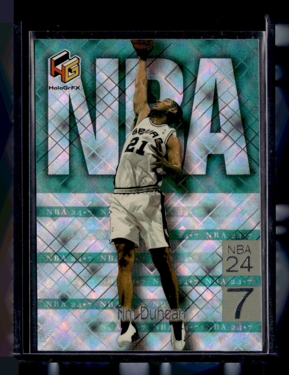1999-00 Upper Deck HoloGrFX #N1 Tim Duncan NBA 24-7 — front