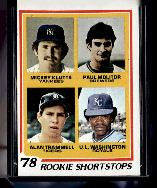 1978 Topps #707 1978 Rookie Shortstops Klutts / Molitor / Trammell / Washington) — front