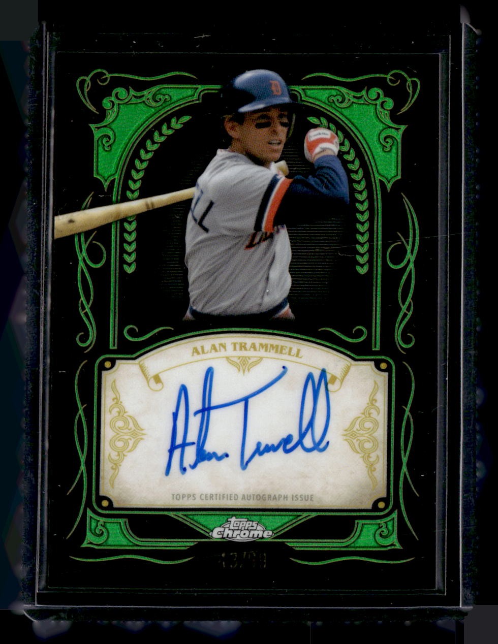 2026 Topps Chrome #IS-AT Alan Trammell Ink Strokes Green Refractor #/99 — front