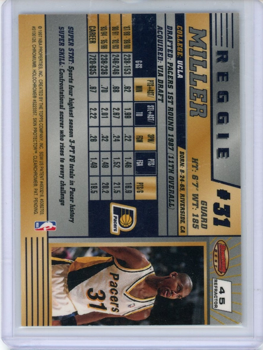 1996-97 Bowman's Best #45 Reggie Miller Refractors — back