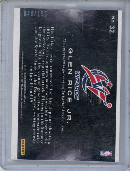 2013-14 Panini-Innovation #32 Glen Rice Jr. /199 — back
