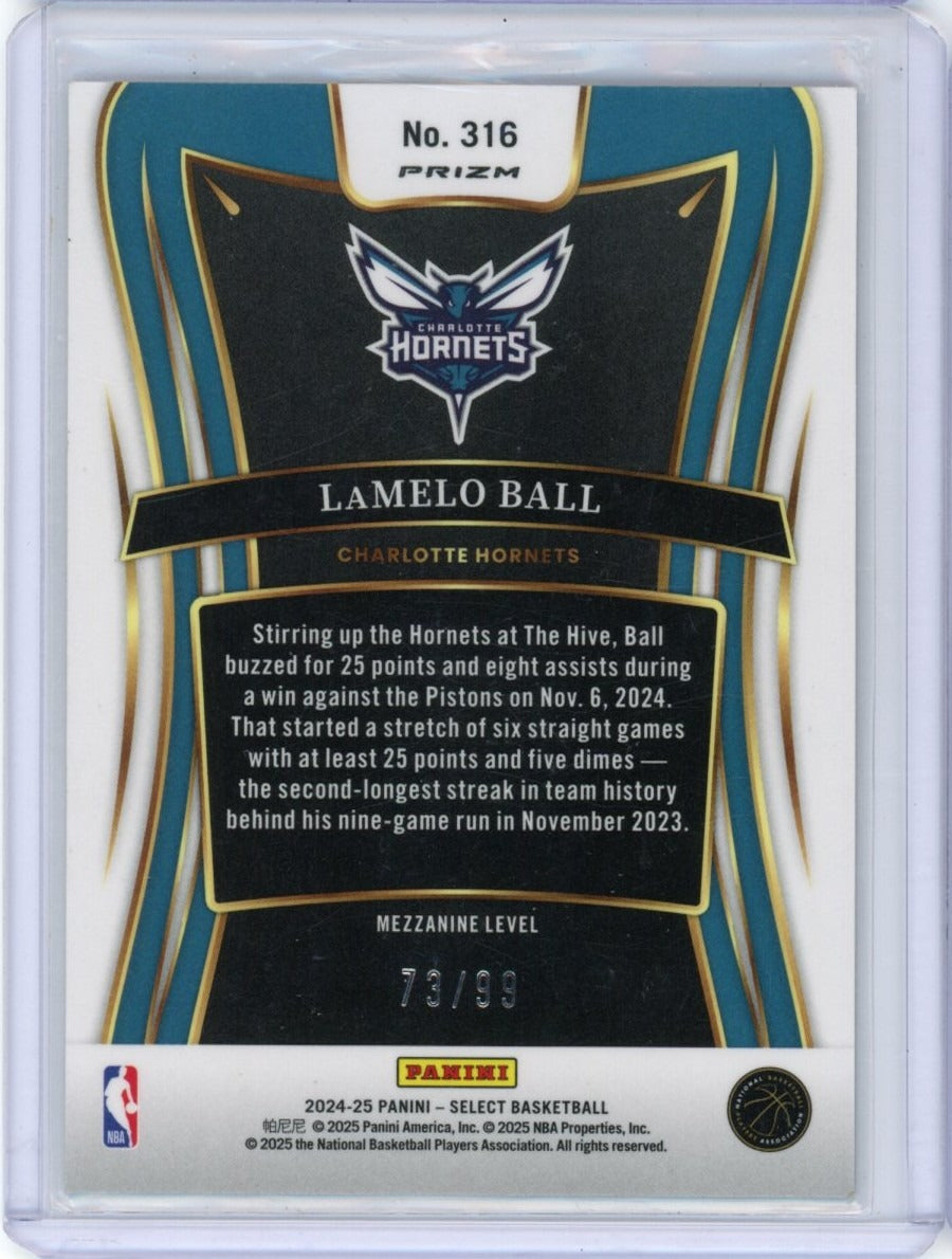 2024-25 Panini Select #316 LaMelo Ball /99 — back