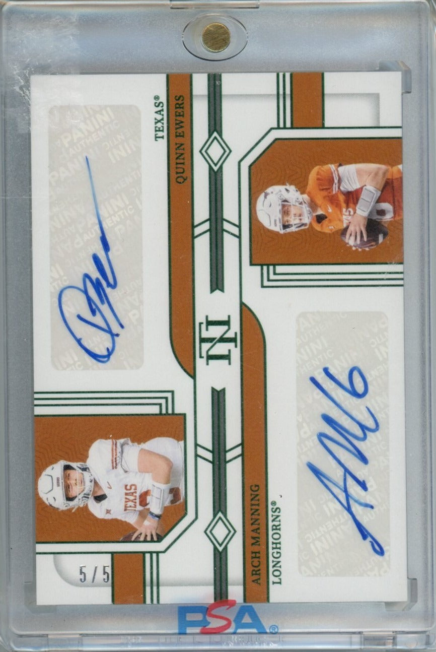 2024 Panini National Treasure Collegiate #DS-TEX Quinn Ewers/Arch Manning /5 — back