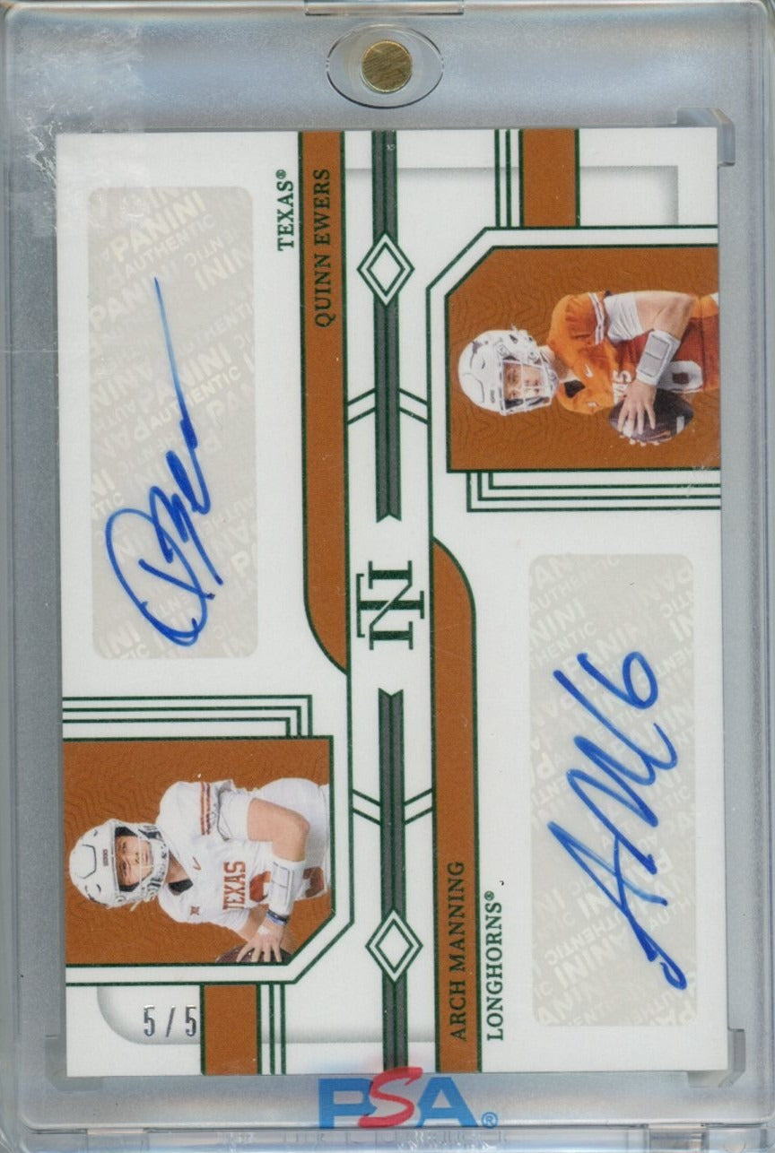 2024 Panini National Treasure Collegiate #DS-TEX Quinn Ewers/Arch Manning /5 — front