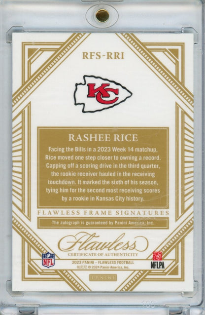 2023 Panini Flawless #RFS-RRI Rashee Rice Rookie Frame Signatures Ruby #/15 — back