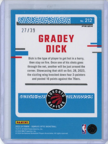 2023-24 Panini Donruss Optic #212 Gradey Dick /39 — back