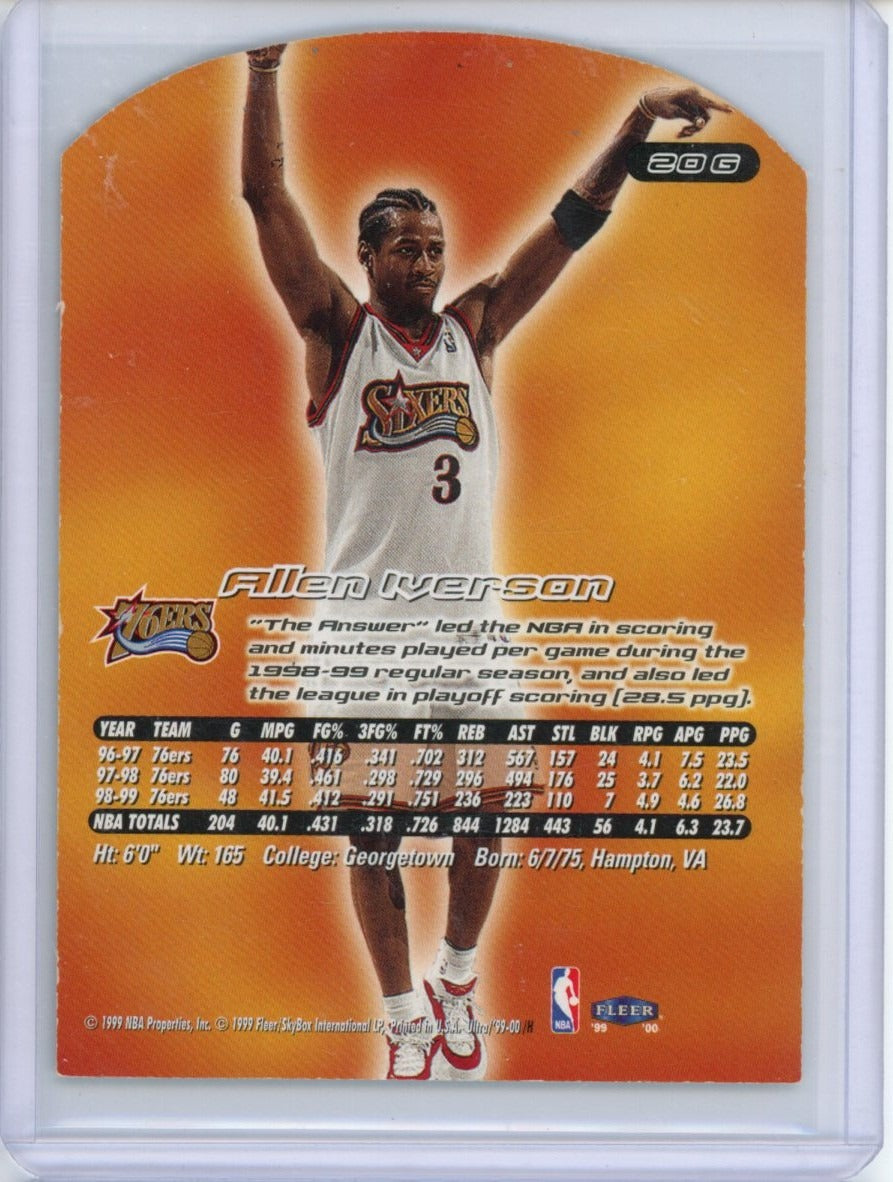 1999-00 Ultra #20G Allen Iverson Gold Medallion — back