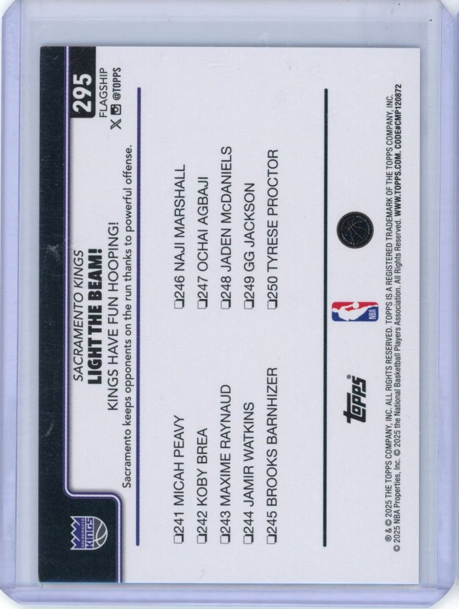 2025-26 Topps #295 Light The Beam!: Kings Have Fun Hooping! /10 — back