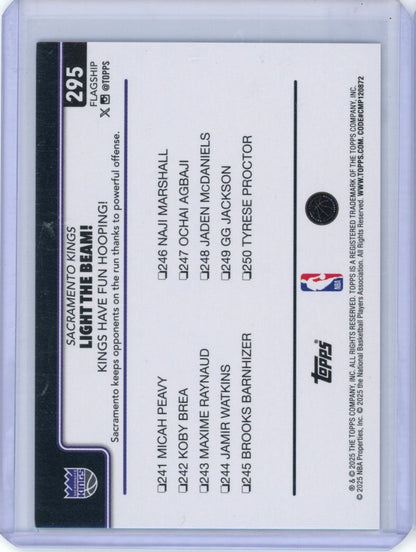 2025-26 Topps #295 Light The Beam!: Kings Have Fun Hooping! /10 — back