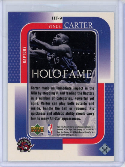 1999-00 Upper Deck HoloGrFX #HF-9 Vince Carter HoloFame — back