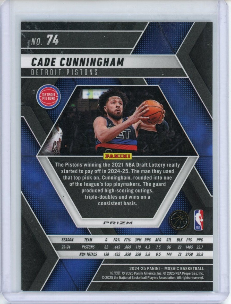 2024-25 Panini Mosaic #74 Cade Cunningham — back