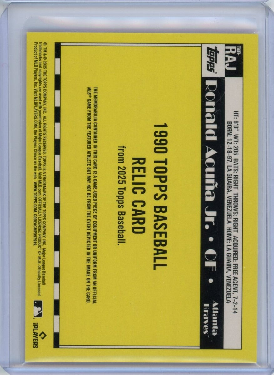 2025 Topps #T90R-RAJ Ronald Acuña Jr. 1990 Topps Baseball 35th Anniversary — back