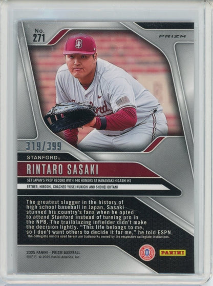 2025 Panini Prizm #271 Rintaro Sasaki /399 — back