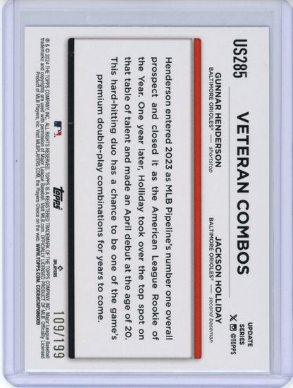 2024 Topps Update Soaring Confidence Jackson Holliday / Gunnar Henderson /199 — back