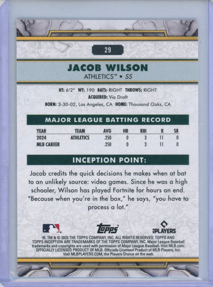 2025 Topps Inception #29 Jacob Wilson /199 — back