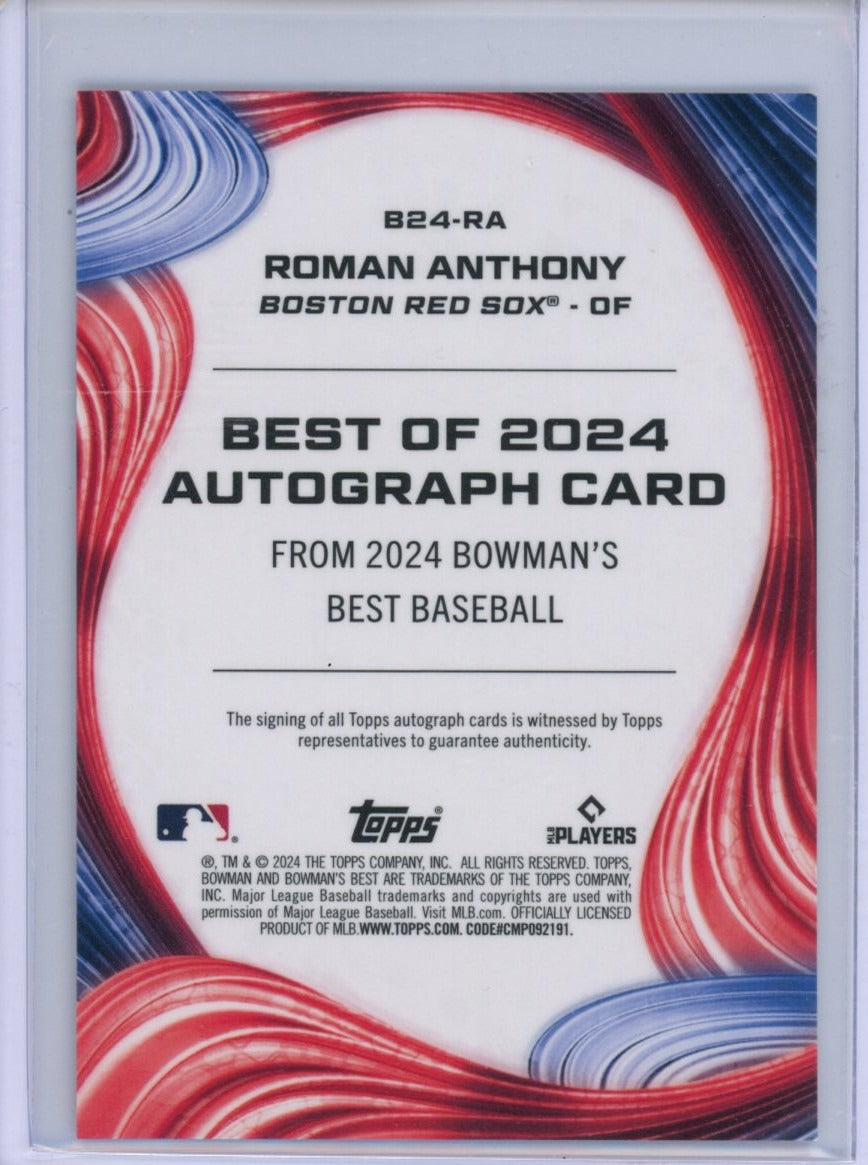 2024 Bowman's Best #B24-RA Roman Anthony Best of 2024 Autographs — back