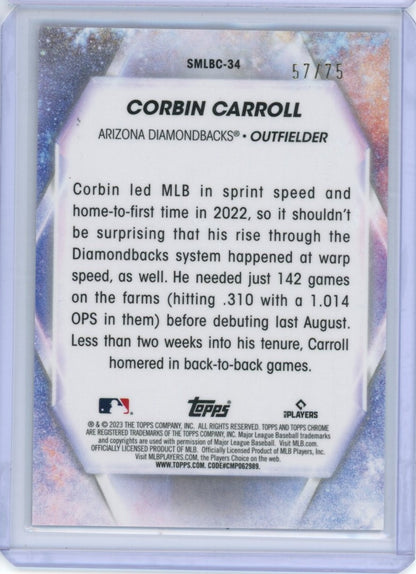 2023 Topps #SMLBC-34 Corbin Carroll Stars of MLB Chrome /75 — back
