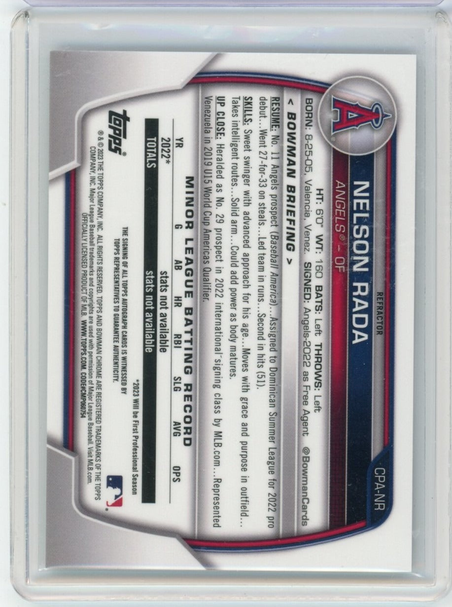 2023 Bowman #CPA-NR Nelson Rada /499 — back