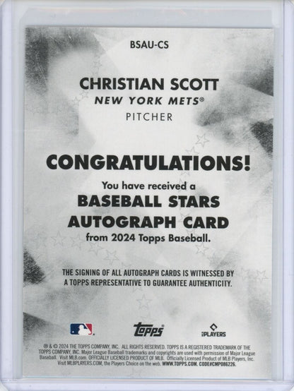 2024 Topps Christian Scott Auto BSAU-CS — back
