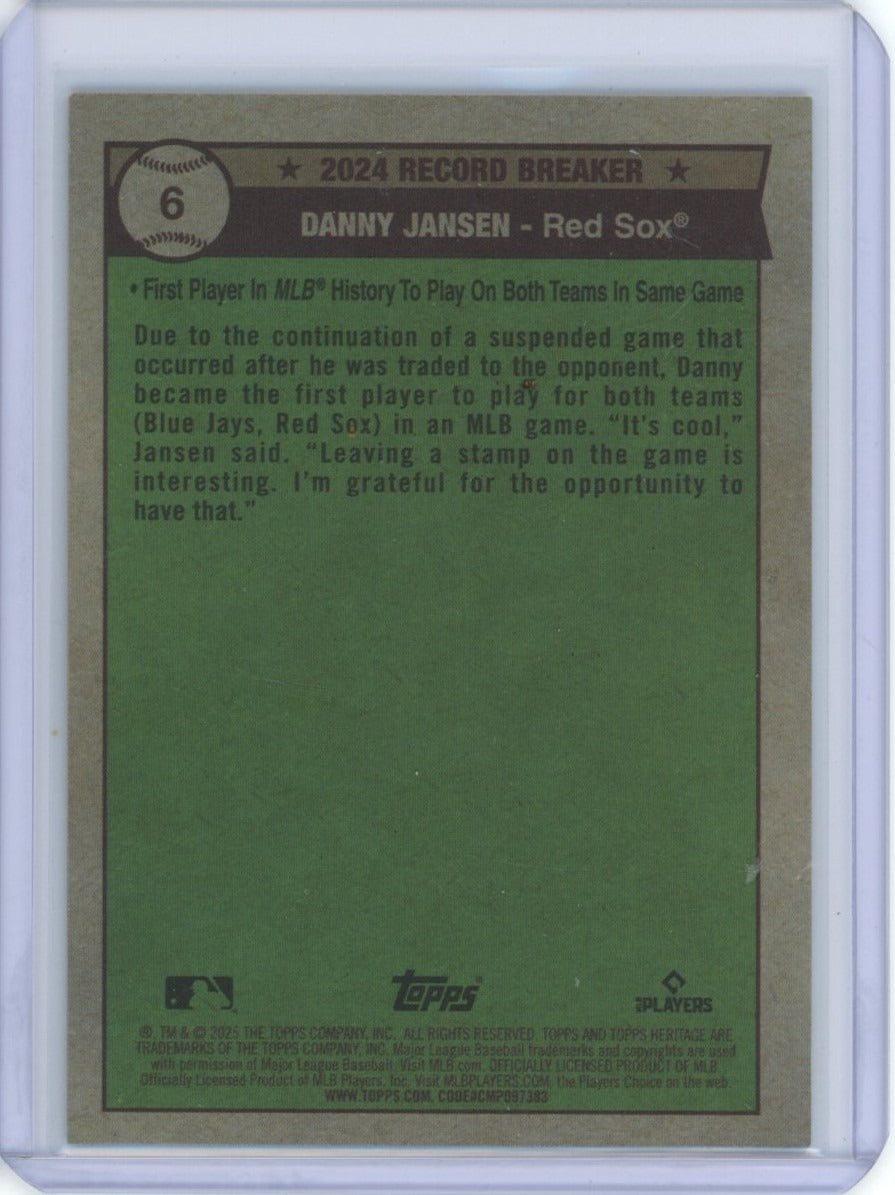2025 Topps Heritage #6 Danny Jansen /50 — back