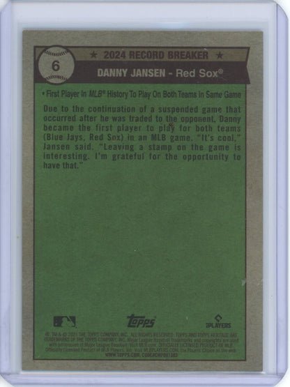 2025 Topps Heritage #6 Danny Jansen /50 — back