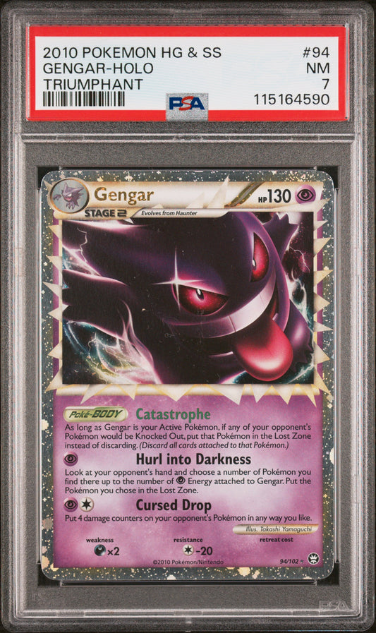 2010 POKEMON HEARTGOLD & SOULSILVER TRIUMPHANT GENGAR-HOLO #94 PSA 7 - Image 1