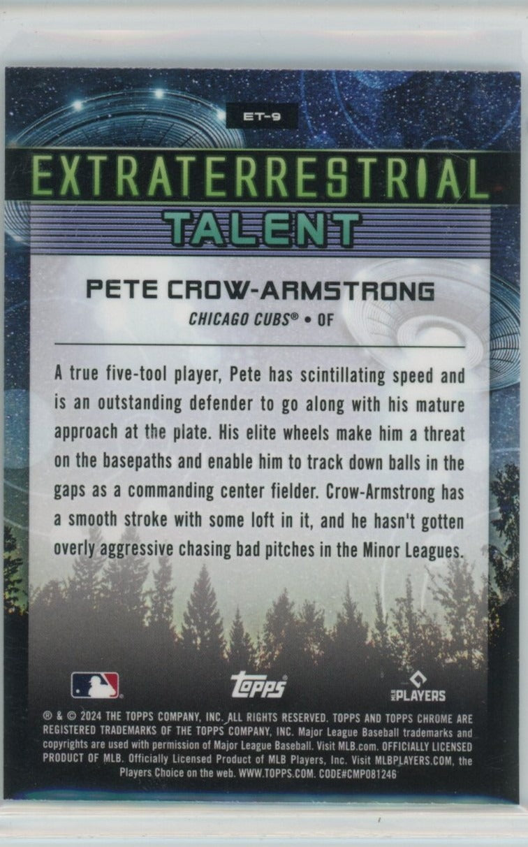 2024 Topps Chrome Cosmic #ET-9 Pete Crow-Armstrong Extraterrestrial Talent — back