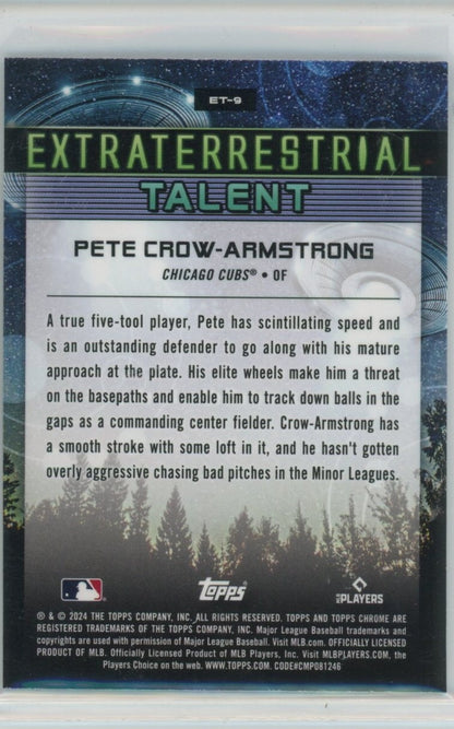 2024 Topps Chrome Cosmic #ET-9 Pete Crow-Armstrong Extraterrestrial Talent — back