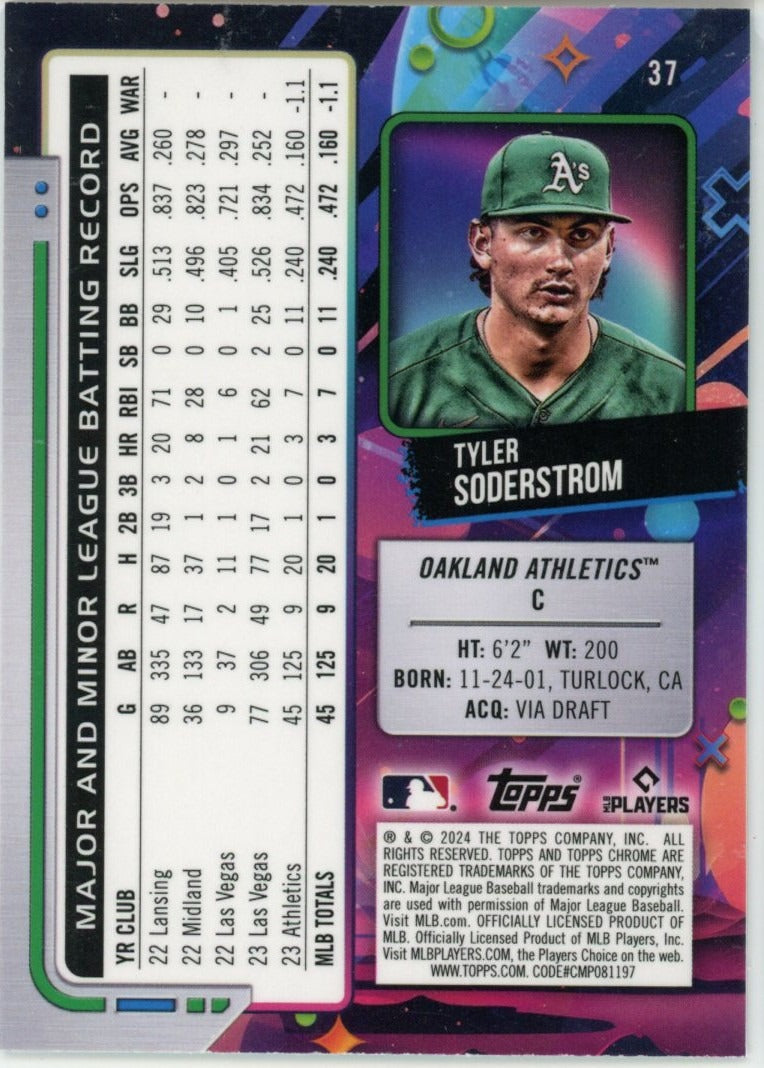 2024 Topps Chrome Cosmic #37 Tyler Soderstrom /75 — back