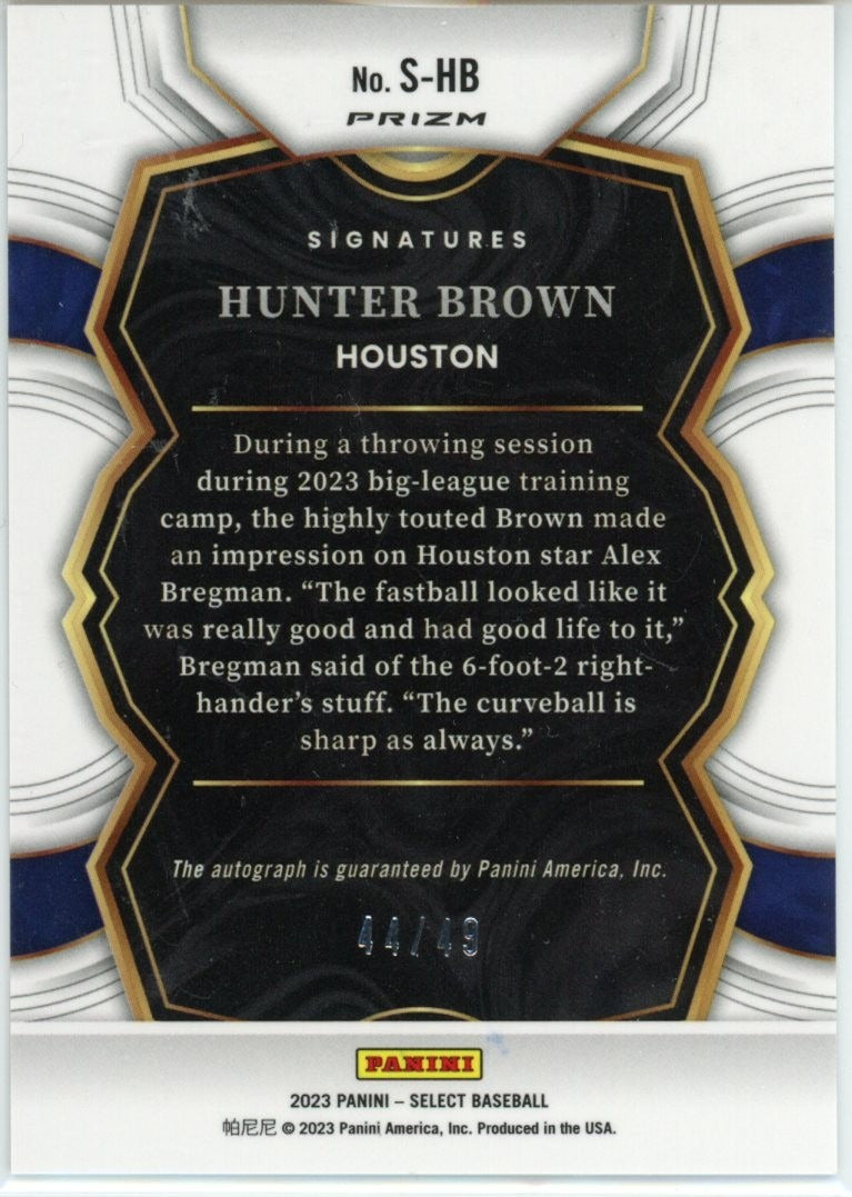2023 Panini Prizm Select #S-HB Hunter Brown /49 — back