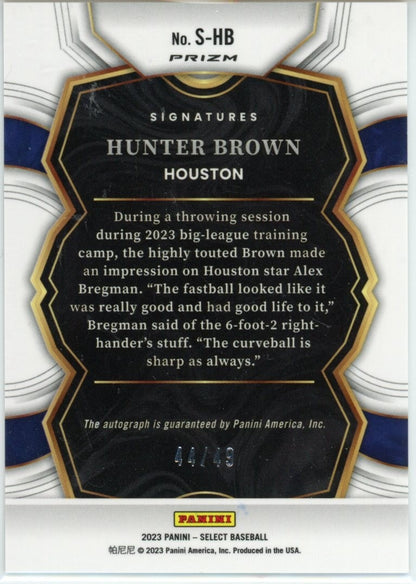 2023 Panini Prizm Select #S-HB Hunter Brown /49 — back