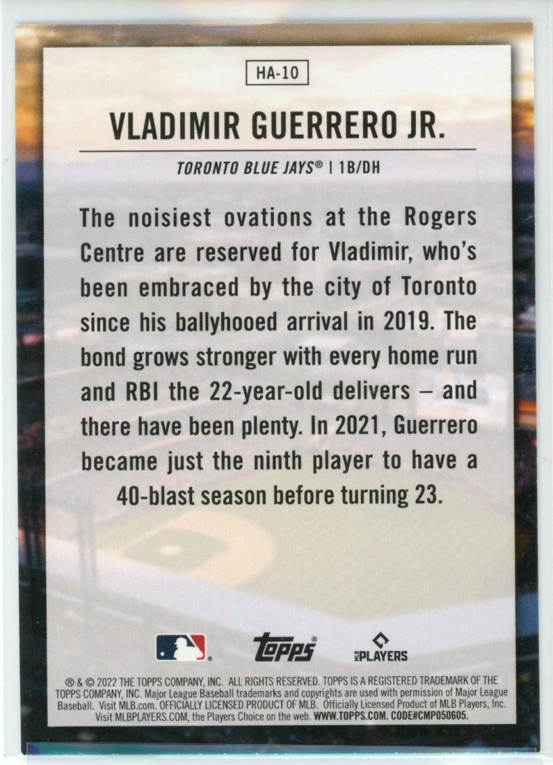 2022 Topps #HA-10 Vladimir Guerrero Jr. Home Field Advantage — back