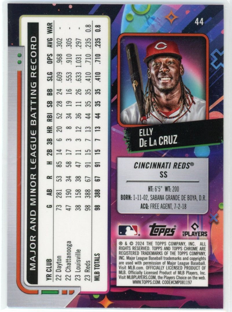 2024 Topps Chrome Cosmic #44 Elly De La Cruz — back